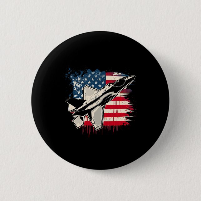 Jet F-35 4. Juli Männer Frauen Kinder Pa Button (Vorderseite)