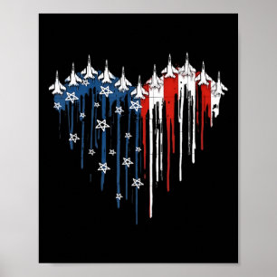 Jet Fighter Jet Airplane American Flag Herz 4. Ju Poster