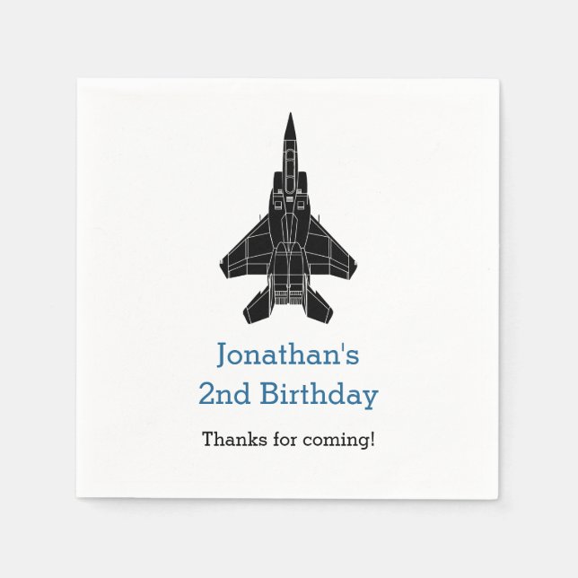 Jet Flugzeug Boy Birthday Napkins (Personalisiert) Serviette (Vorderseite)