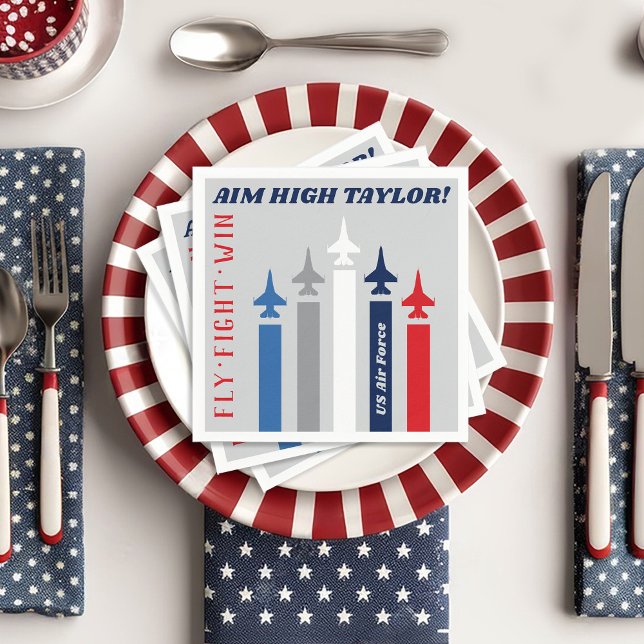 Jet-Flugzeug der militärischen Luftwaffe gehen Par Serviette (Air Force Airman Name jet planes paper napkins patriotic military going away party table decorations)