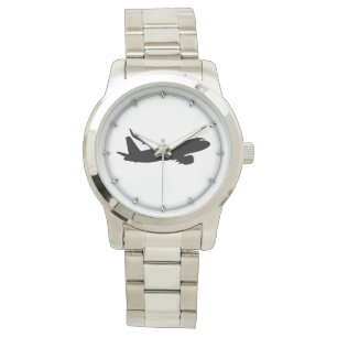 Jet Liner Black-Silhouette für Flugzeuge Armbanduhr