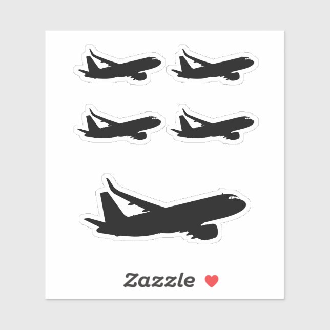 Jet Liner Black-Silhouette für Flugzeuge Aufkleber (Blatt)