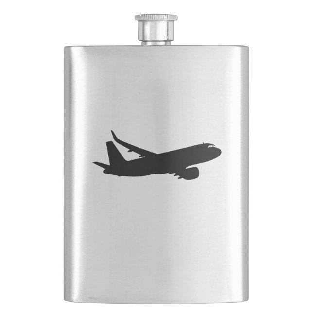 Jet Liner Black-Silhouette für Flugzeuge Flachmann (Vorderseite)