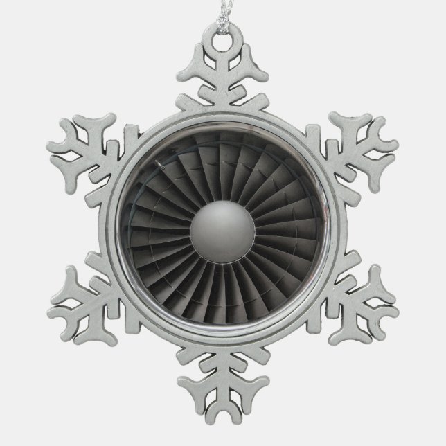 Jet Motor Turbine Fan Schneeflocken Zinn-Ornament (Vorderseite)
