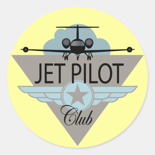 Jet Pilot Club Runder Aufkleber (Vorderseite)