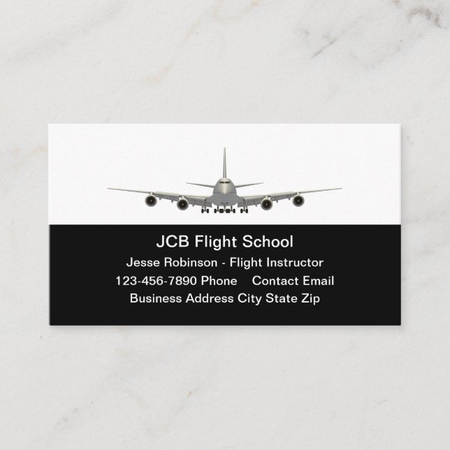 Jet-Plan Flight School Theme Business Cards Visitenkarte (Vorderseite)