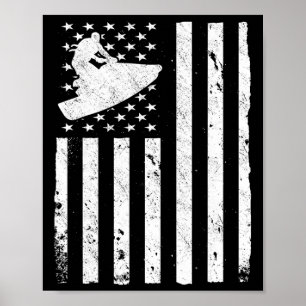 Jet Ski Amerikanische USA-Flagge Jetski Poster
