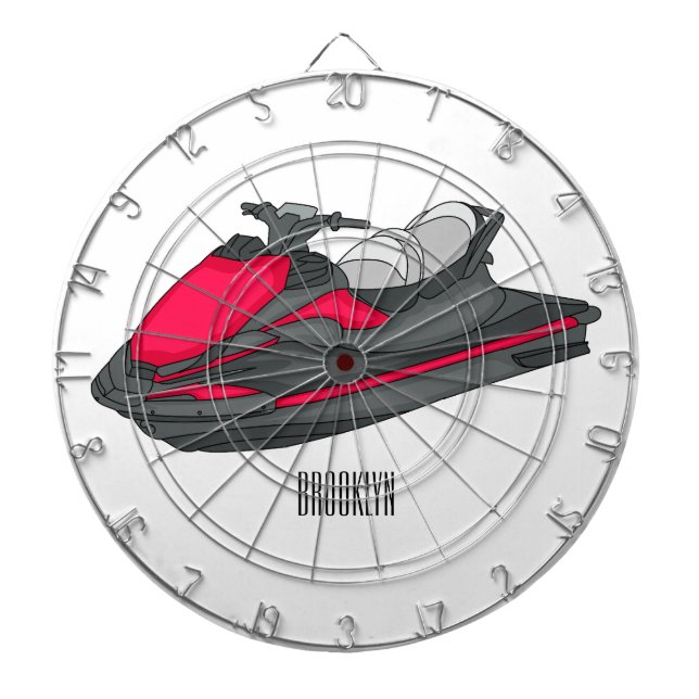 Jet ski Cartoon Illustration Dartscheibe (vorne)