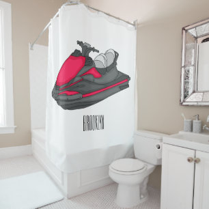 Jet ski Cartoon Illustration Duschvorhang