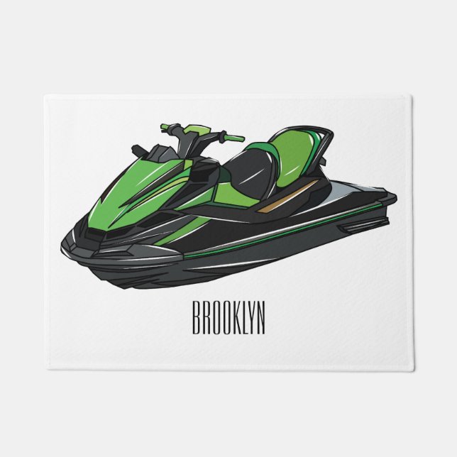 Jet ski Cartoon Illustration Fußmatte (Vorderseite)