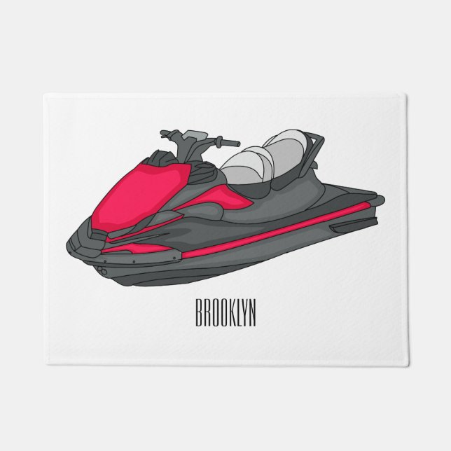 Jet ski Cartoon Illustration Fußmatte (Vorderseite)