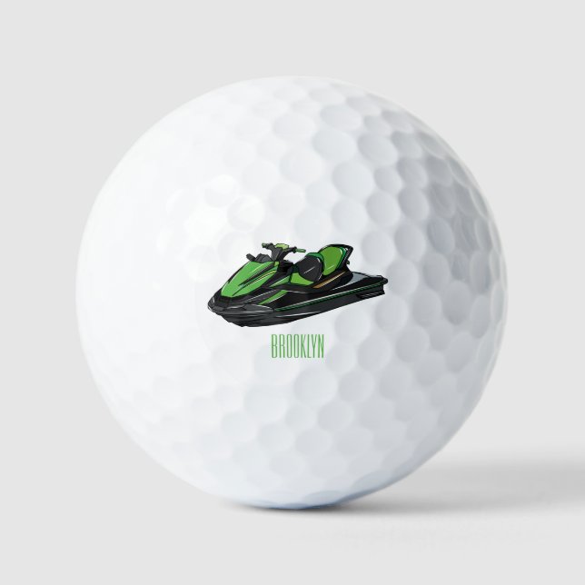Jet ski Cartoon Illustration Golfball (Vorderseite)