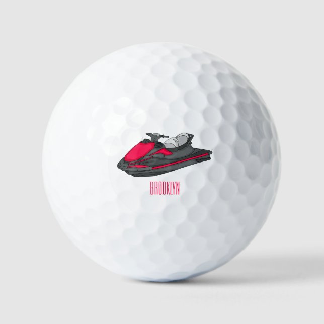 Jet ski Cartoon Illustration Golfball (Vorderseite)