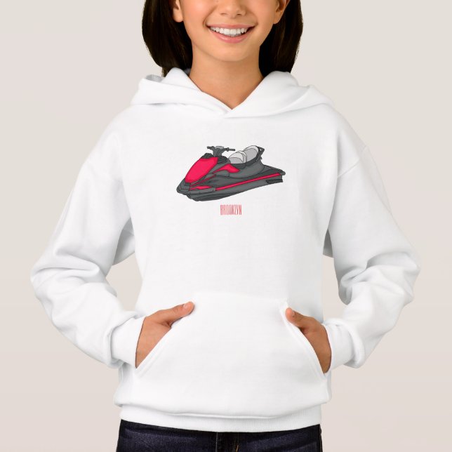 Jet ski Cartoon Illustration Hoodie (Vorderseite)