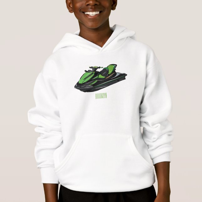 Jet ski Cartoon Illustration Hoodie (Vorderseite)