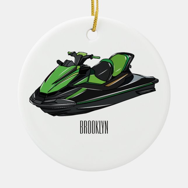 Jet ski Cartoon Illustration Keramik Ornament (Vorne)