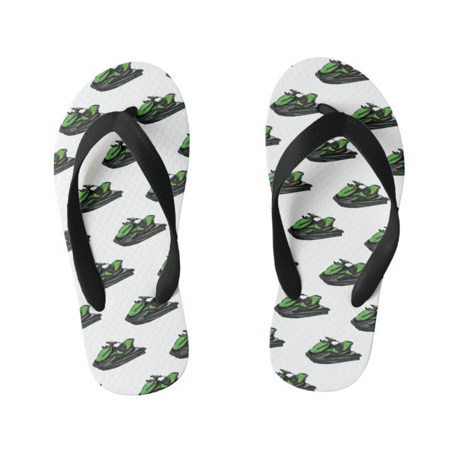 Jet ski Cartoon Illustration Kinderbadesandalen (Fußbett)