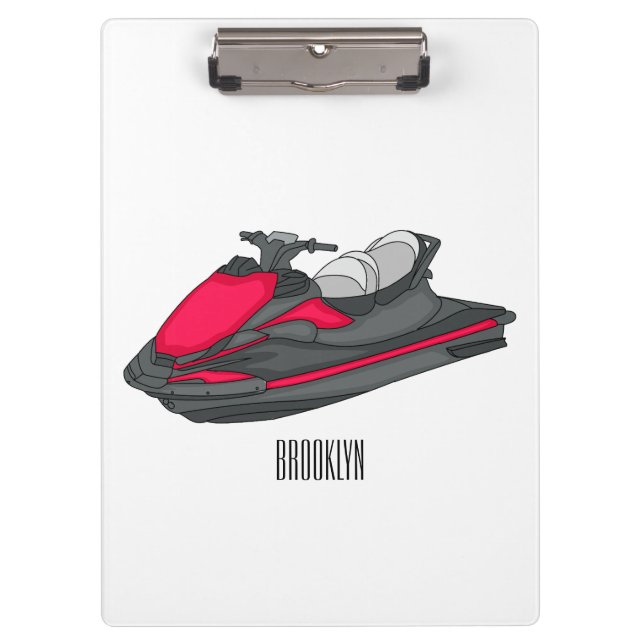Jet ski Cartoon Illustration Klemmbrett (Vorderseite)