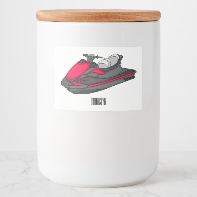 Jet ski Cartoon Illustration Lebensmitteletikett (Vorderseite)