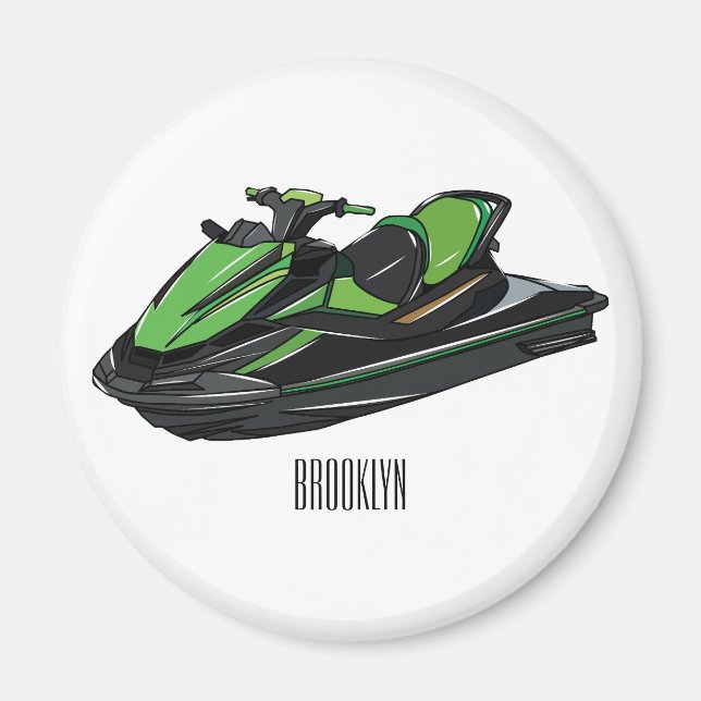 Jet ski Cartoon Illustration Magnet (Vorne)