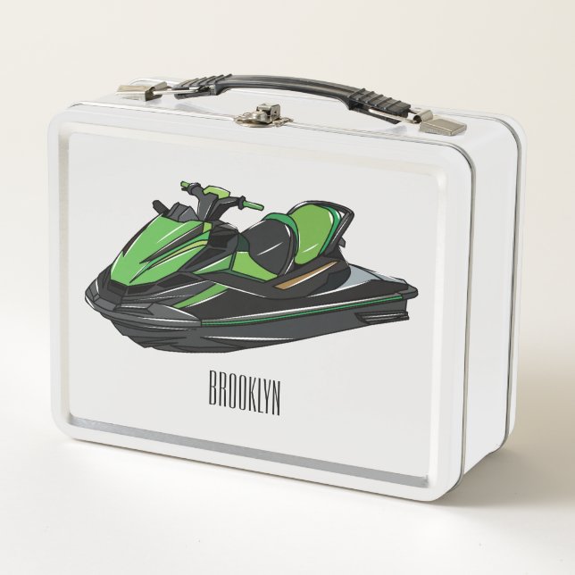 Jet ski Cartoon Illustration Metall Brotdose (Vorderseite)