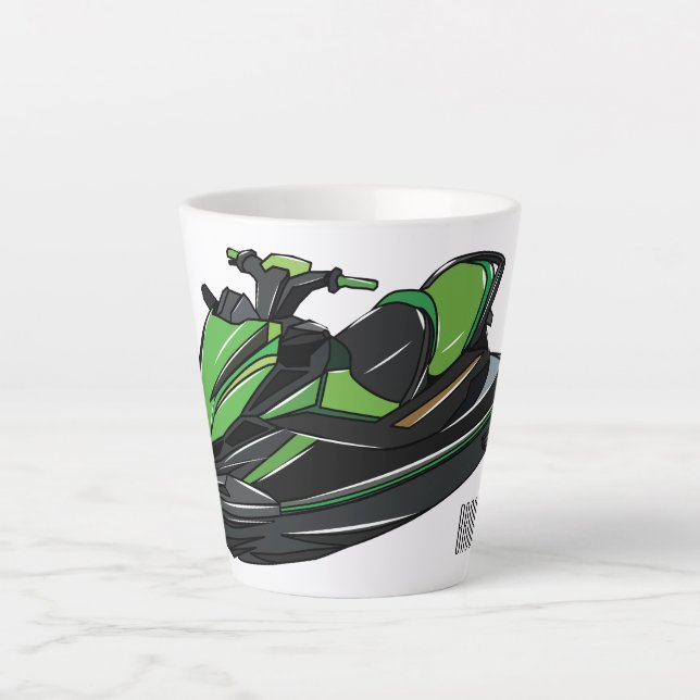 Jet ski Cartoon Illustration Milchtasse (Vorderseite)