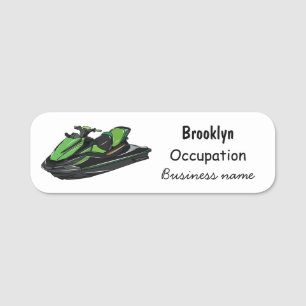 Jet ski Cartoon Illustration Namensschild