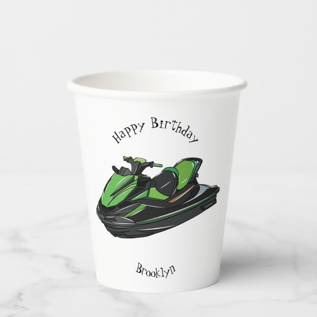 Jet ski Cartoon Illustration Pappbecher (Vorderseite)