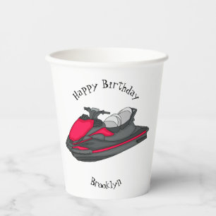 Jet ski Cartoon Illustration Pappbecher