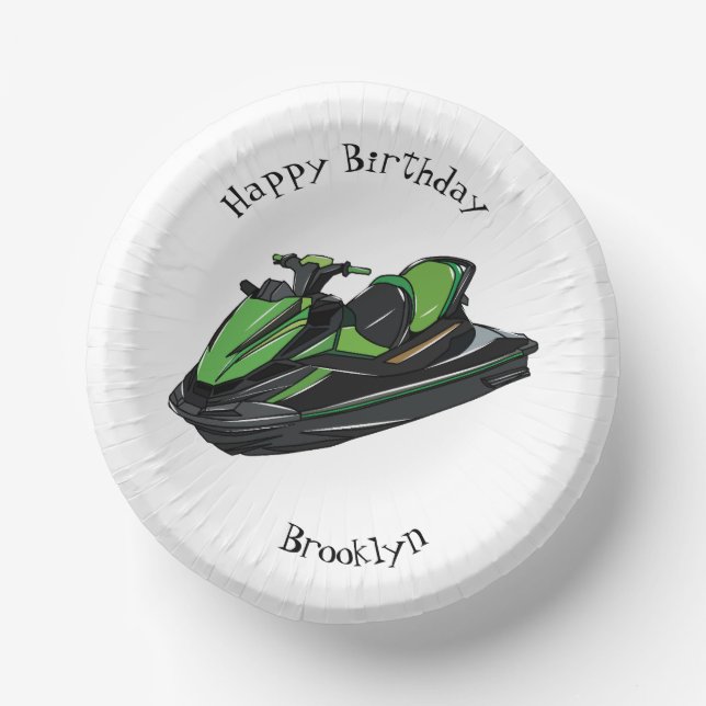 Jet ski Cartoon Illustration Pappteller (Vorderseite)