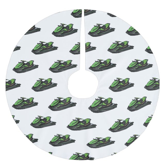 Jet ski Cartoon Illustration Polyester Weihnachtsbaumdecke (Vorderseite)