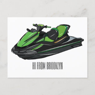 Jet ski Cartoon Illustration Postkarte