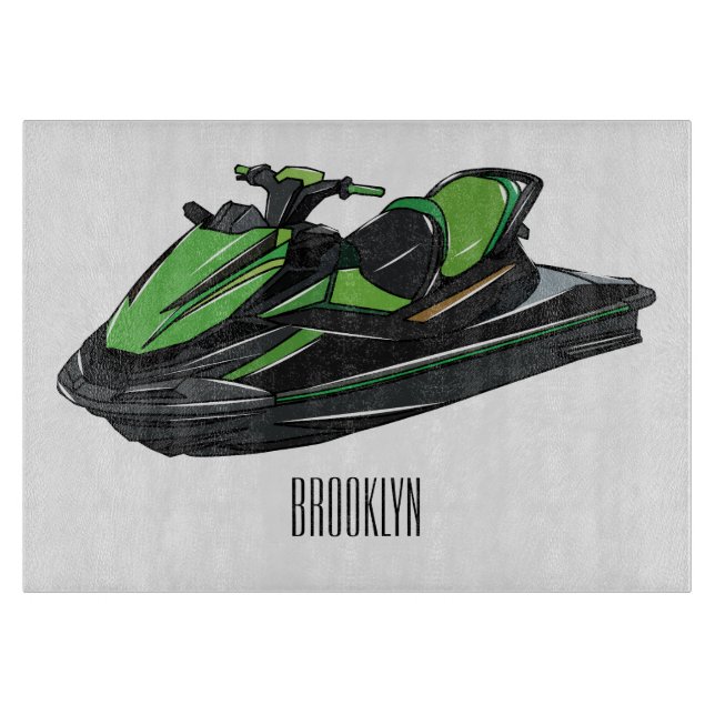 Jet ski Cartoon Illustration Schneidebrett (Vorderseite)