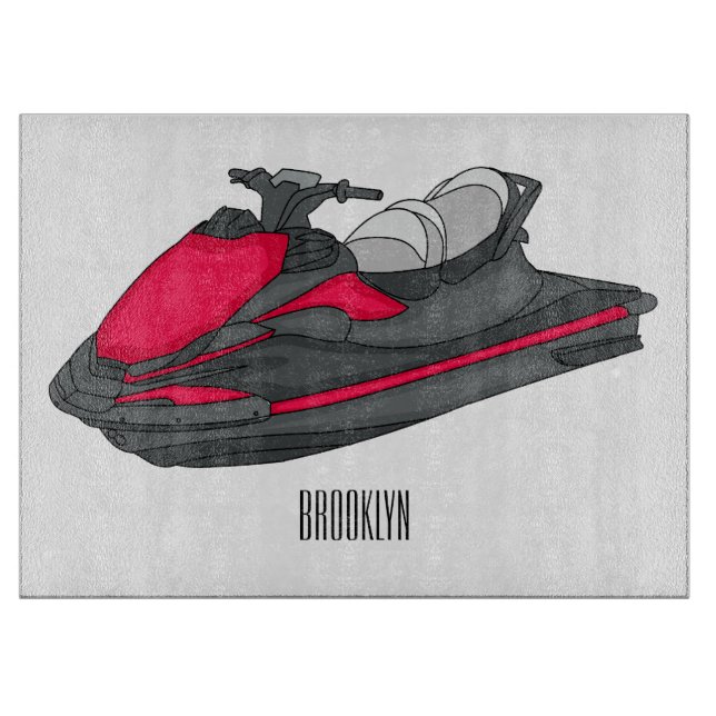 Jet ski Cartoon Illustration Schneidebrett (Vorderseite)