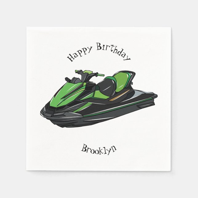 Jet ski Cartoon Illustration Serviette (Vorderseite)