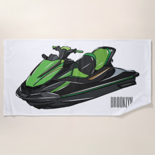 Jet ski Cartoon Illustration Strandtuch