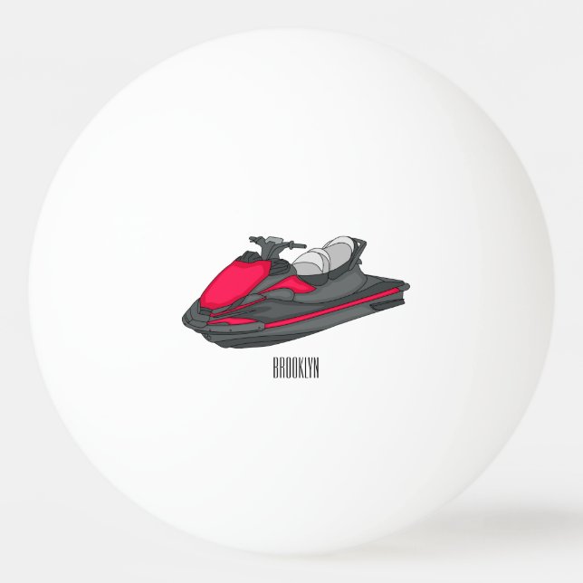 Jet ski Cartoon Illustration Tischtennisball (Vorderseite)