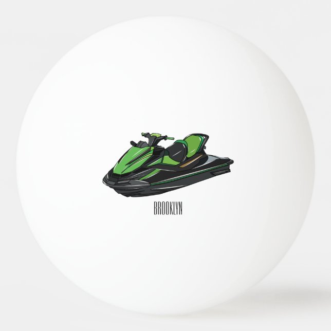 Jet ski Cartoon Illustration Tischtennisball (Vorderseite)