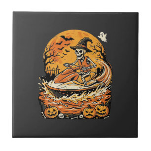 Jet Ski Halloween Skelett Hexe Kürbis Design_1 Fliese