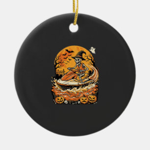 Jet Ski Halloween Skelett Hexe Kürbis Design_1 Keramik Ornament