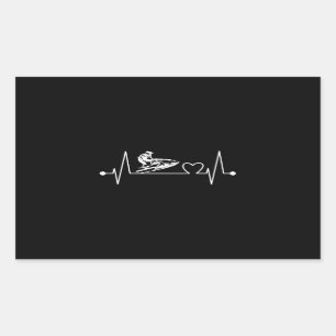 Jet Ski Heartbeat Heart Line Rechteckiger Aufkleber