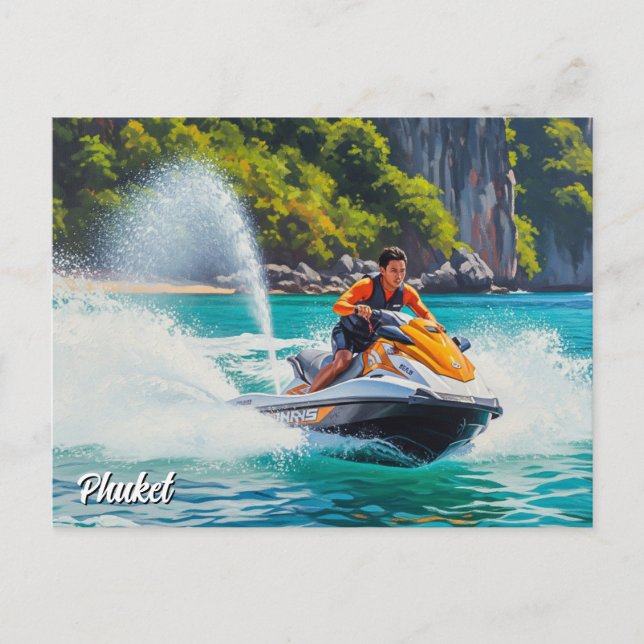 Jet Ski in Phuket Patong Beach Thailand Reisen Postkarte (Vorderseite)