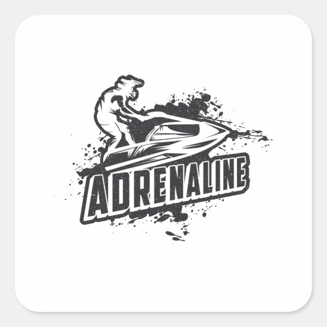 Jet Ski Jet Ski Adrenaline Wassersport Jetski Quadratischer Aufkleber (Vorderseite)