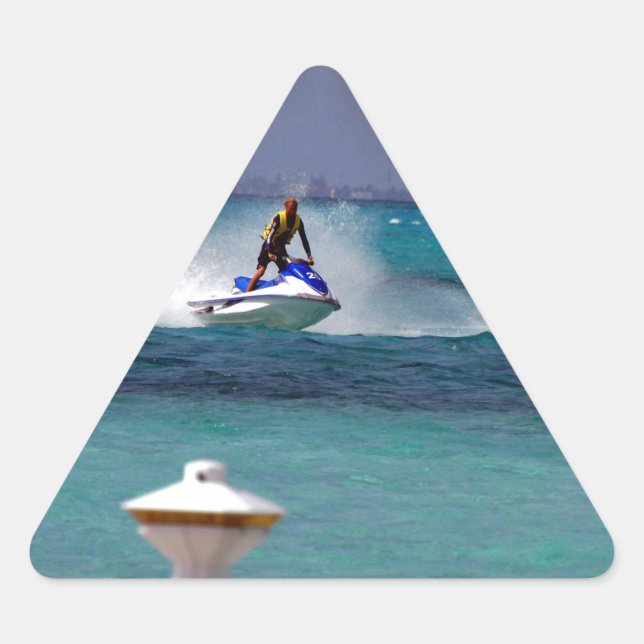 Jet Ski Paradise Dreieckiger Aufkleber (Vorderseite)