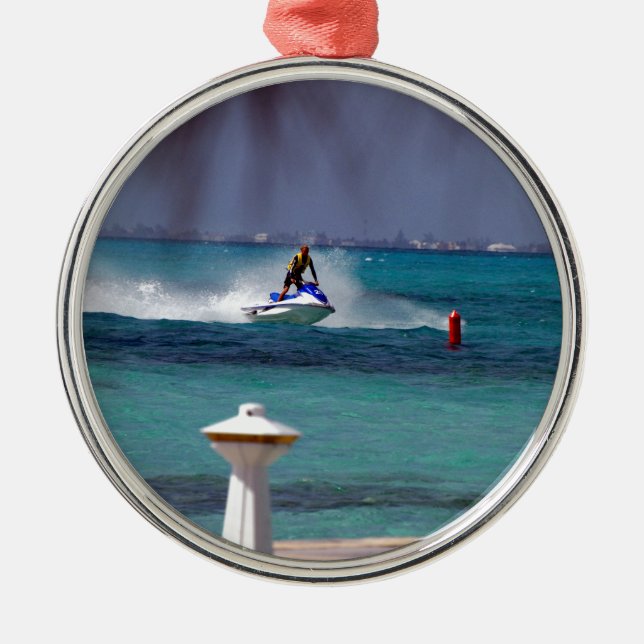 Jet Ski Paradise Silbernes Ornament (Vorne)