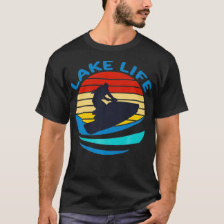 Jet Ski Rider Lago Vintag Retro Sonnenuntergang T-Shirt