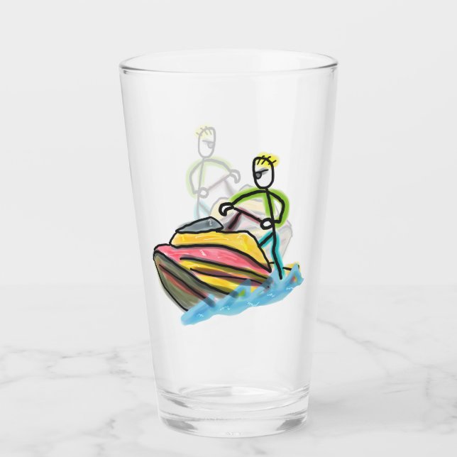 Jet Ski Stickman Glas (Vorderseite)