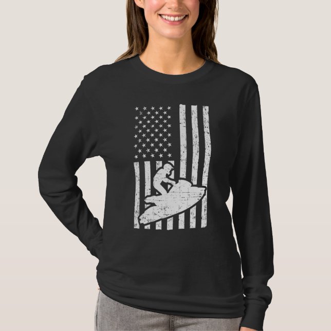 Jet Ski Us American Flag Jet Skiing T-Shirt (Vorderseite)