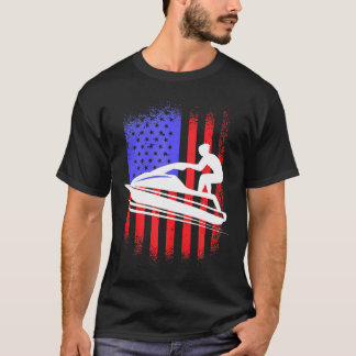 Jet Ski Usa Jet Ski America Flag Jet Ski Lovers T-Shirt