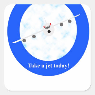 Jet Travel Quadratischer Aufkleber